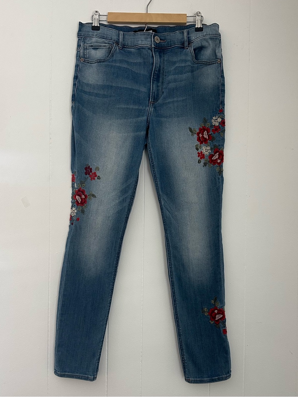 Express Blue Embroidered Floral Women's Jeans Size 12R